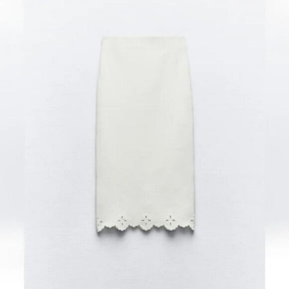 ZARA EMBROIDERED STRETCH KNIT SKIRT - Picture 1 of 5